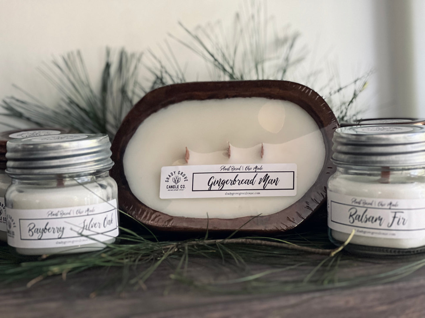 Mini Wooden Wick Dough Bowl Candle