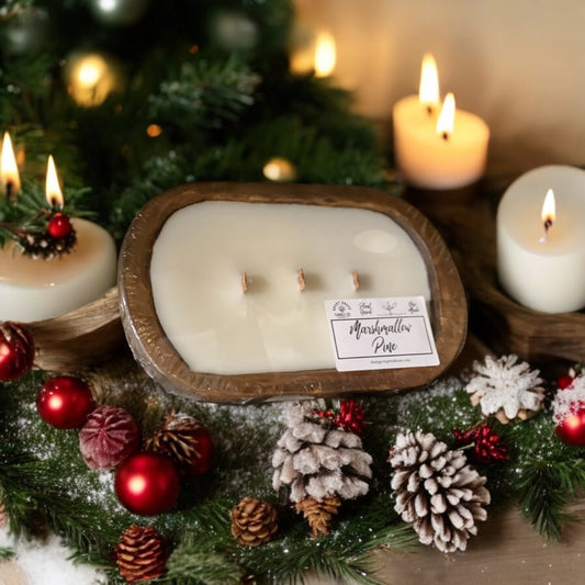 Wooden Wick Dough Bowl Candle