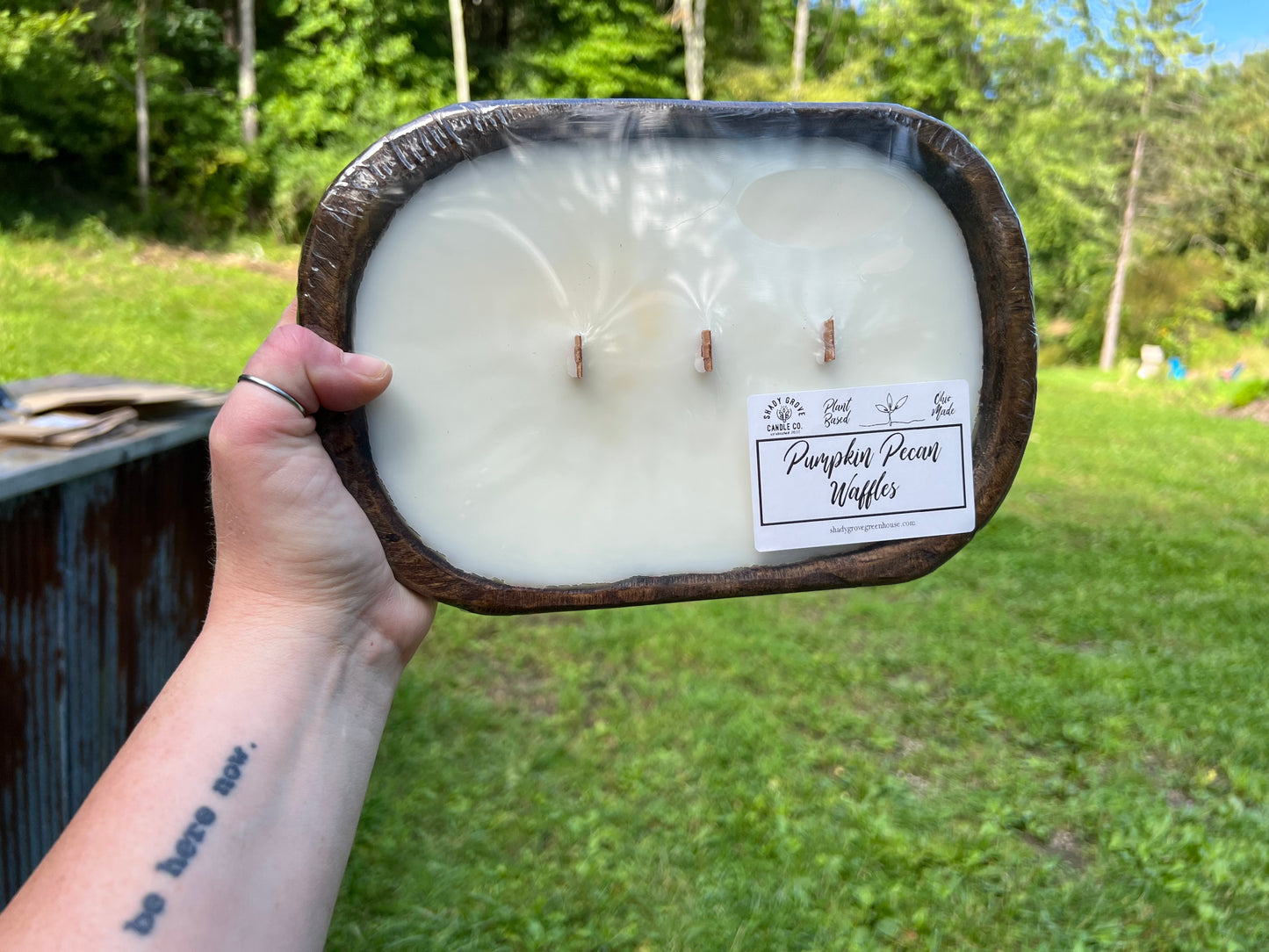 Wooden Wick Dough Bowl Candle