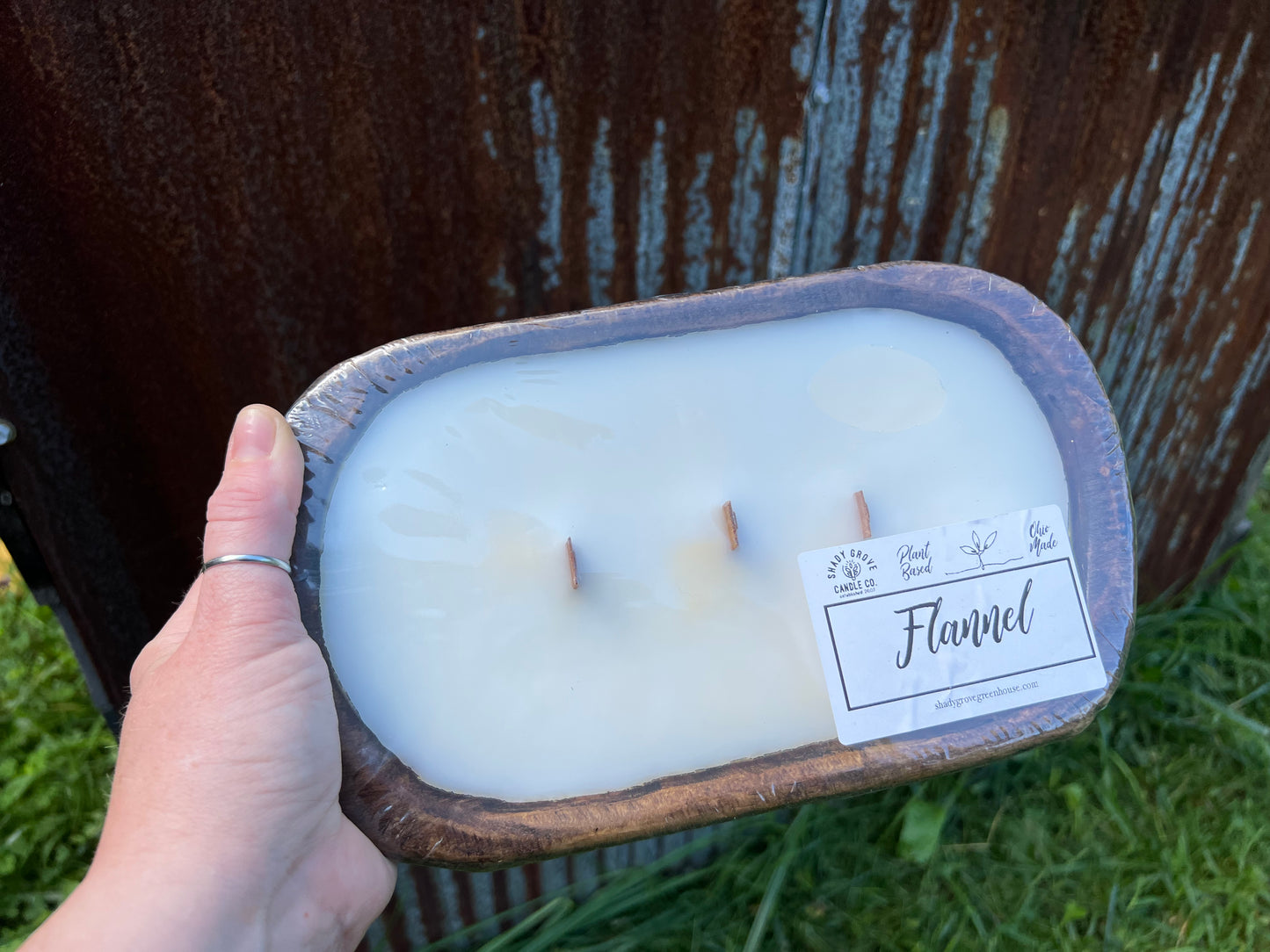 Wooden Wick Dough Bowl Candle